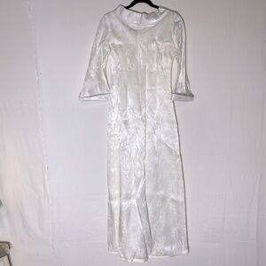 Vintage Handmade Boat Neck 3/4 Sleeve Wedding Dress M
